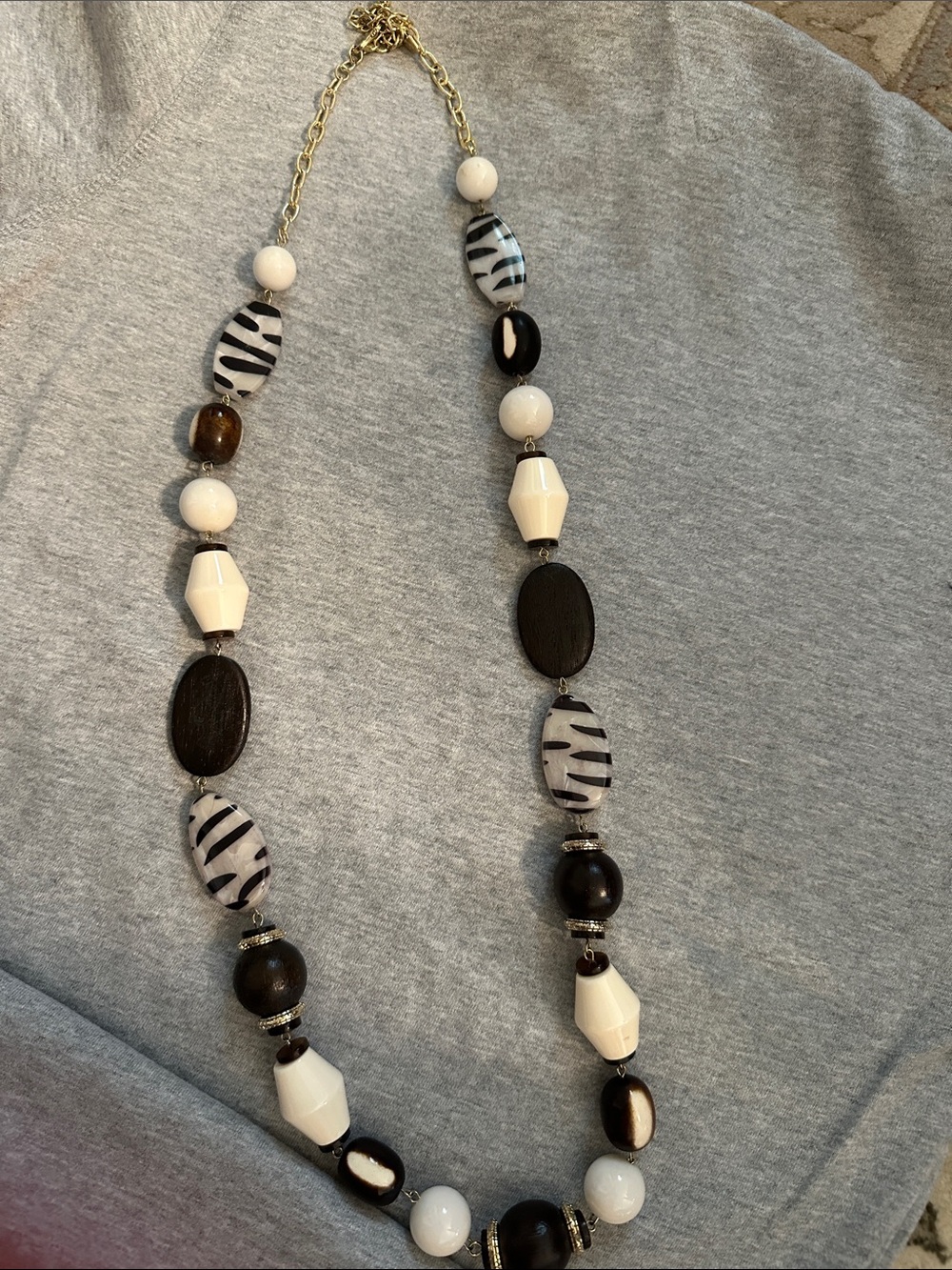 Chicos Black and White Beaded Necklace